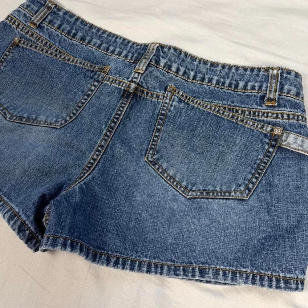 Vintage y2k No Boundaries micro mini denim carpenter jean shorts - Picture 5 of 5